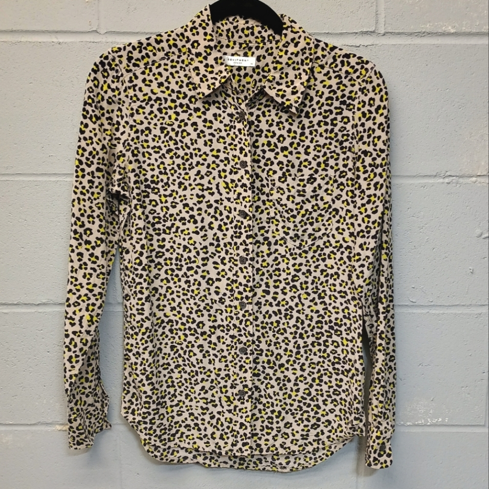 Equipment Animal Print Button Down Top, Size XS